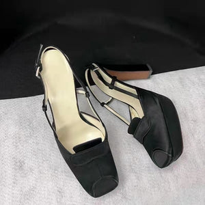 Silk surface retro heels