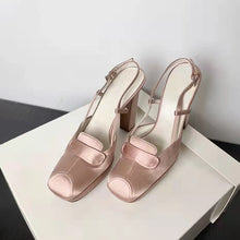 Silk surface retro heels